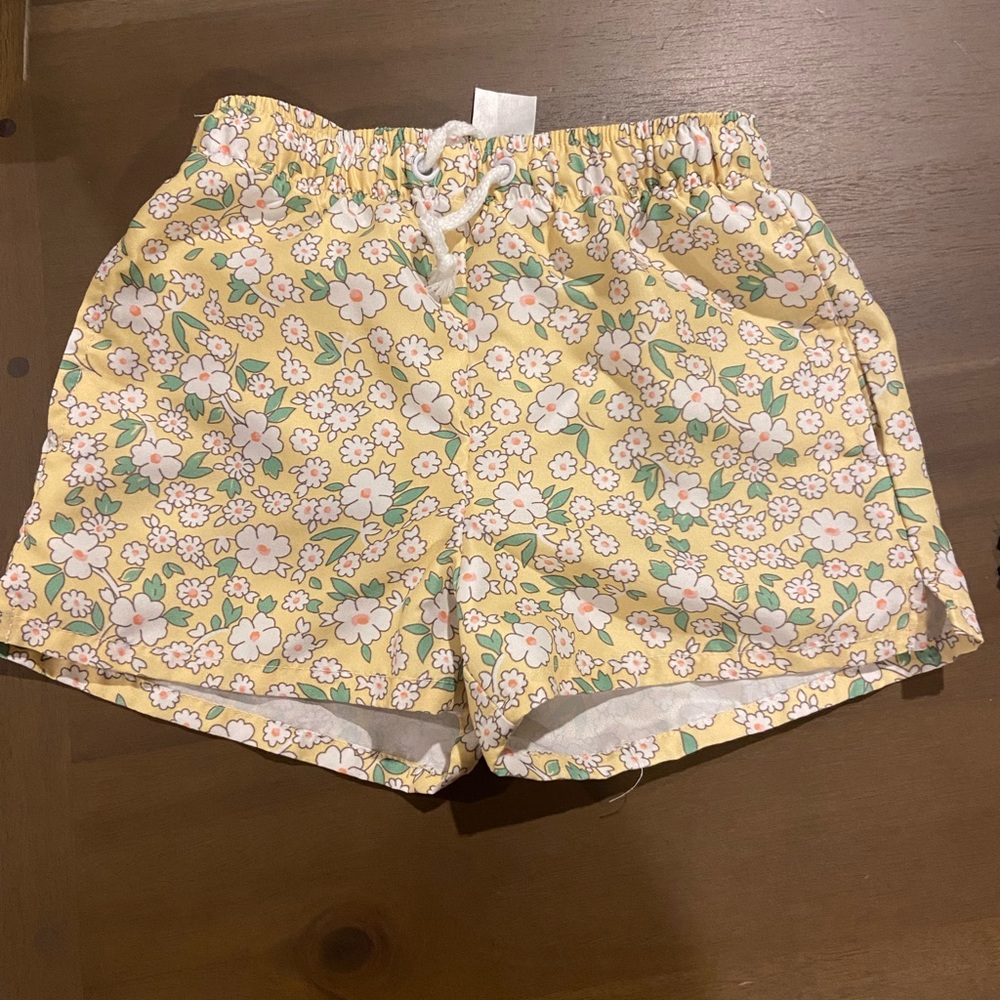 Little English Yellow Floral Kids Swim Shorts
